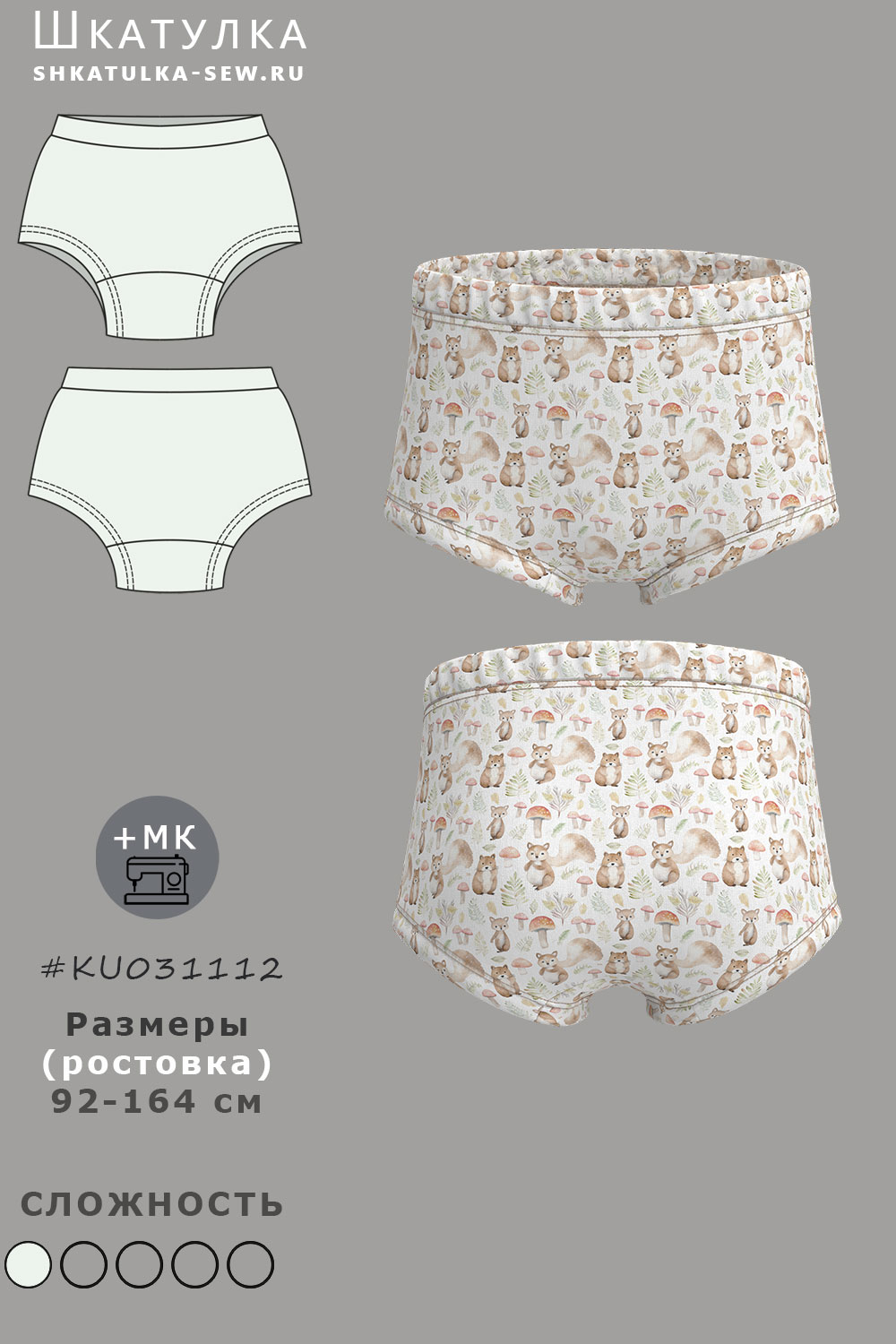 Выкройка трусиков для девочки KU031112