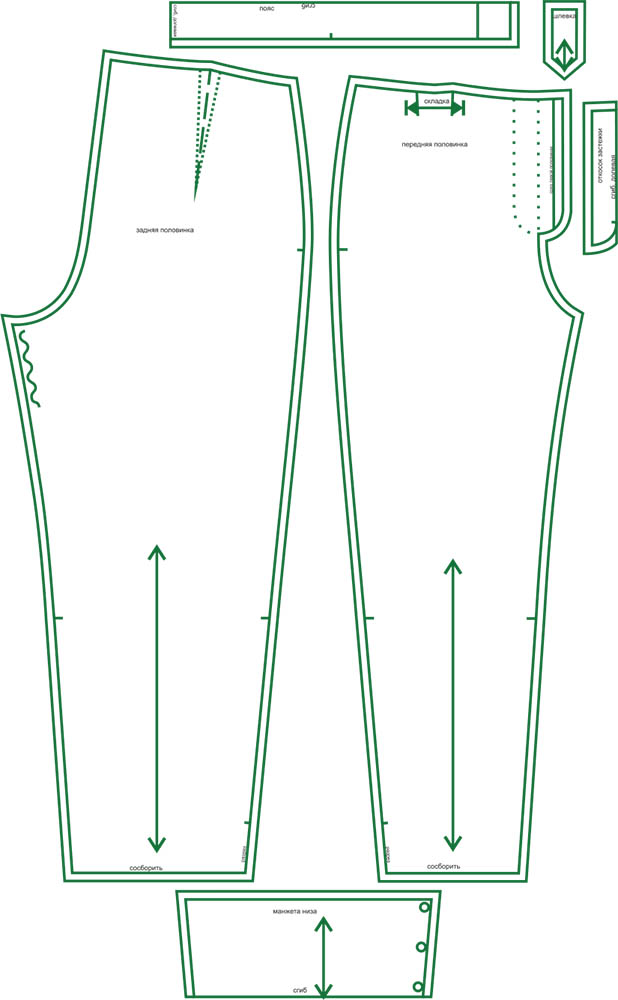 Раскладка выкройки брюк